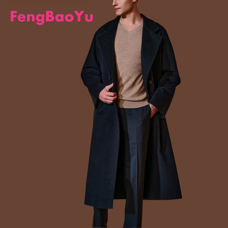 

Fengbaoyu High-end Autumn Winter Double-sided Cashmere Men Coat Double-breasted Long Wool Coat Temperament Gentleman Men's Wear