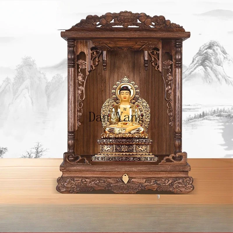 YJ Kitchen Lord God Dou Buddhist Shrine Guanyin Offering Table Shrine Shrine Offering Table Wall-mounted Hanging Cabinet Buddha