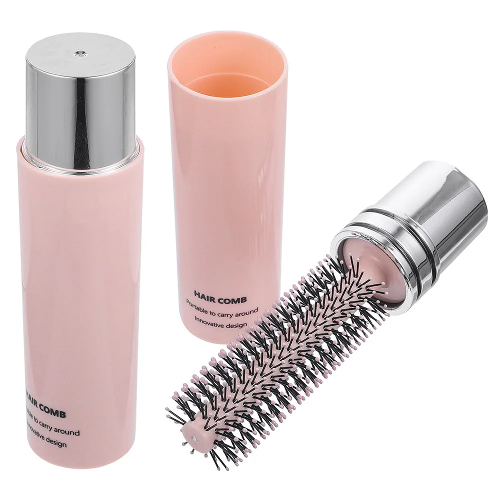 

2Pcs Portable Roll Hairbrush Anti-Static Curling Brush Wet Dry Dual Use Hairstyling Brush for Travel Short Hair Blow Dry Curl