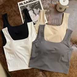 Women Wire Free Square Neck Tank Top Wide Daily Wear Spaghetti Strap Cami Skin Friendly Inner Underwear Cropped Intimates