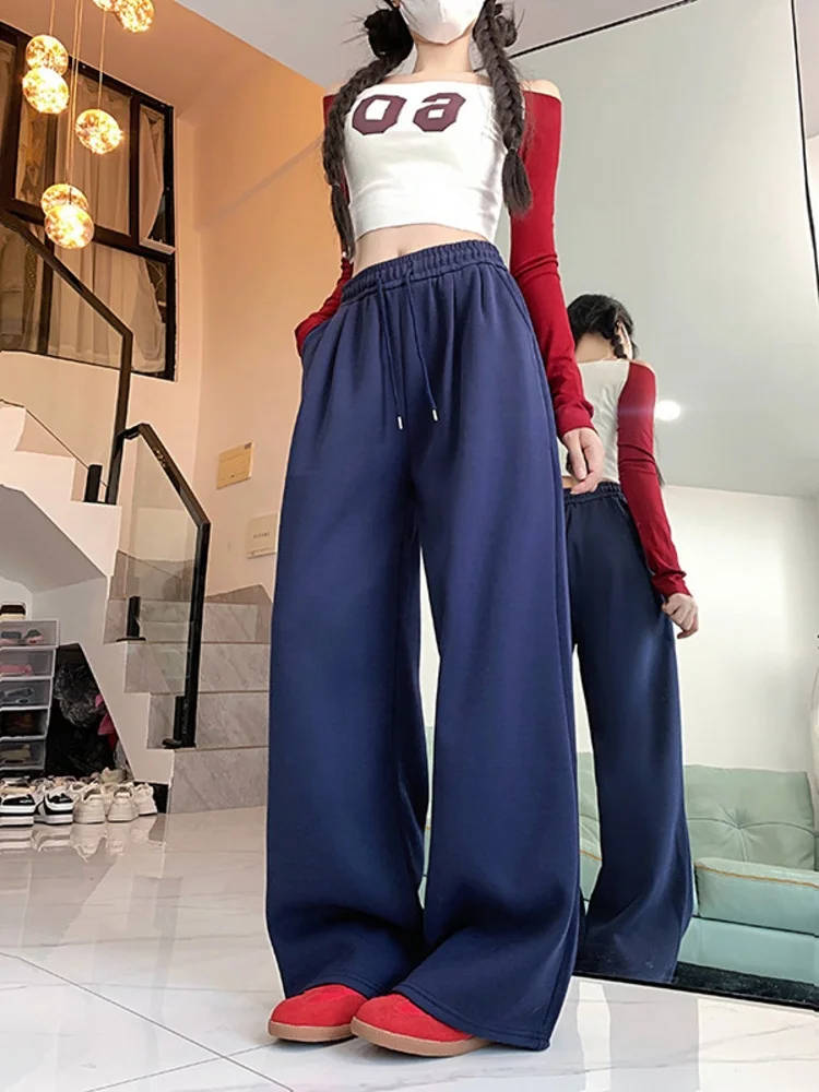 

Женские модные повседневные брюки с высокой талией и широкими штанинами для похудения, весна 2026, свободный крой, прямые брюки