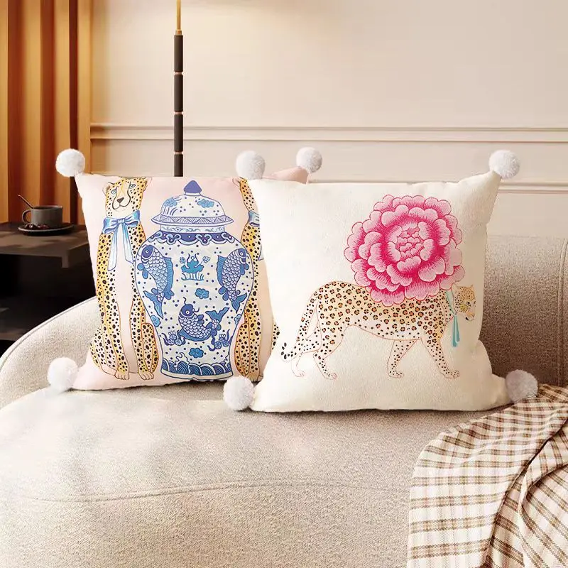 

Американский современный животный узор, бархатная двусторонняя наволочка для гостиной, дивана, спальни, прикроватная декоративная наволочка