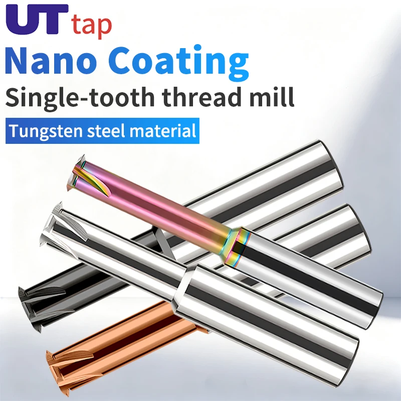 

UT Tap 1PCS CNC Machine Solid Carbide Single Tooth Thread Milling M1 M1.6 M2 M3 M4 M5 M6 M8 M10 M12 M14 M16M18M20M24Mills Cutter
