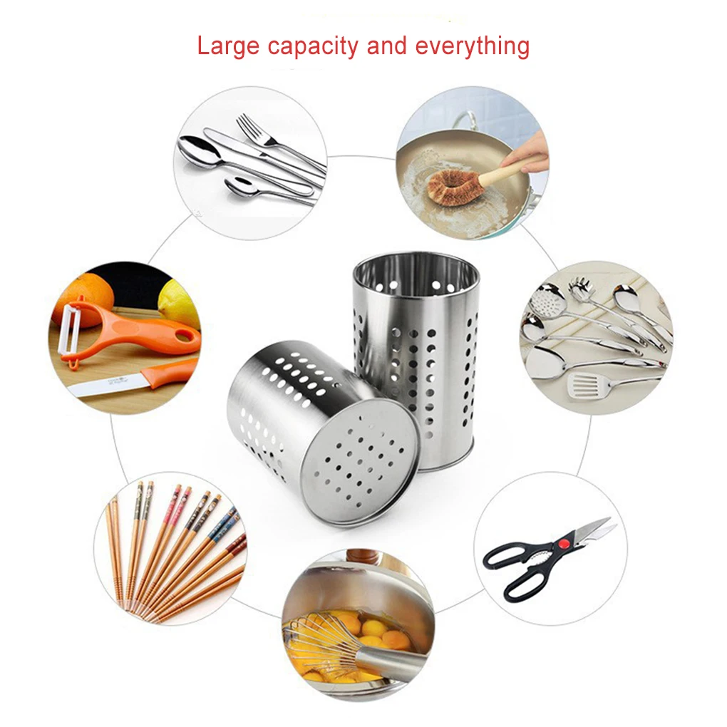 Chopsticks Holder Stainless Steel Home Cafe Restaurant Kitchen Cooking Tableware Spatula Spoon Scoop Drain Rack