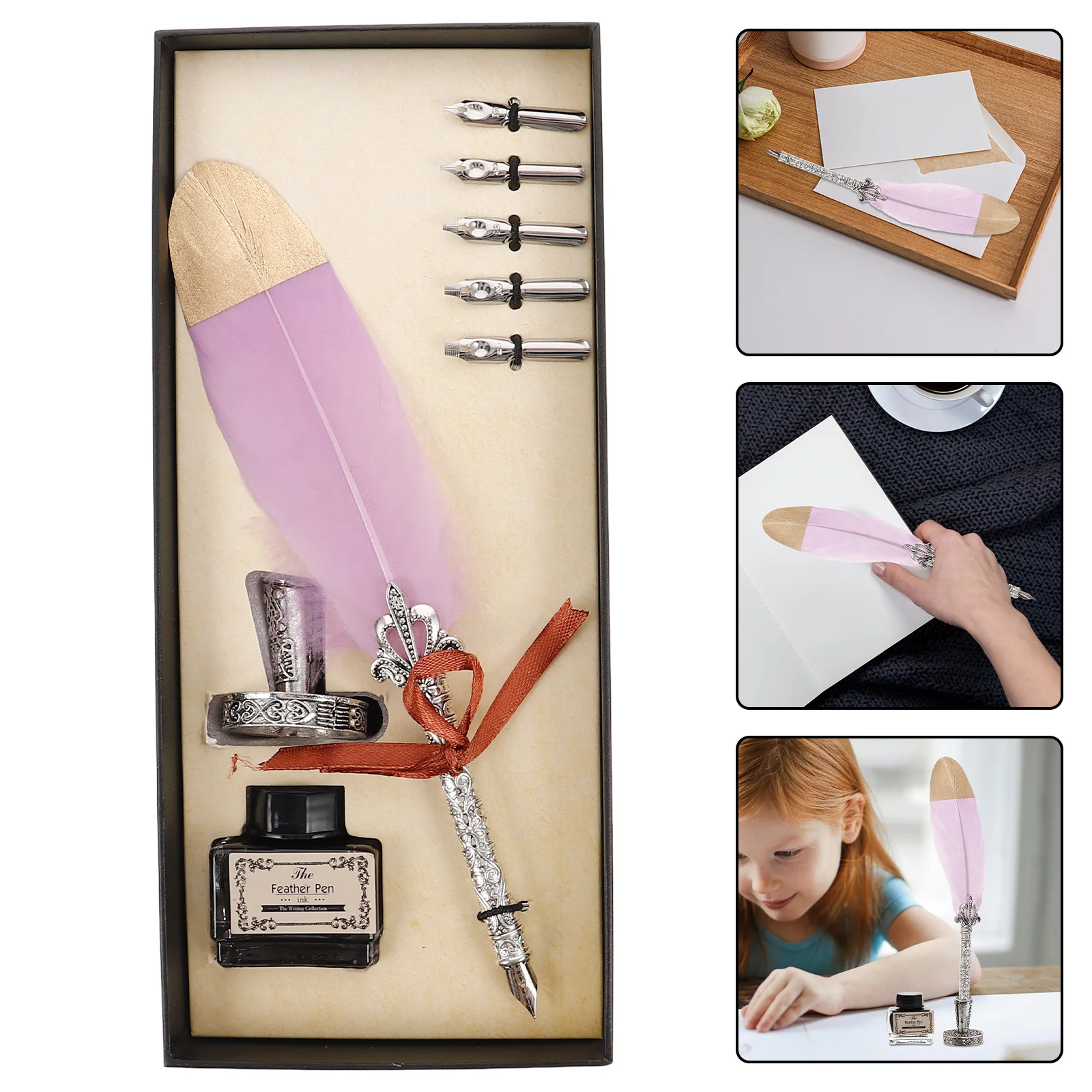 

1Set Quill Pen Vintage Style Retro Calligraphy Dip Pen Decorative Writing Ink Kit Gift Birthday Gift Student Stationery