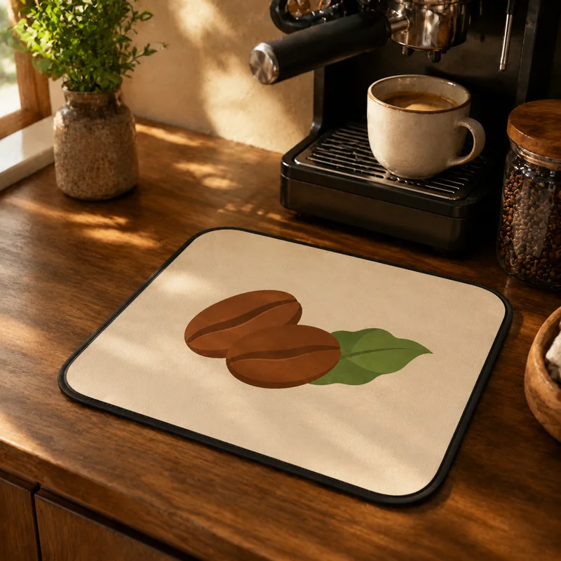 VIKAMA coffee machine drying pad, coffee printing super absorbent anti slip pad, coffee bar decoration drainage pad
