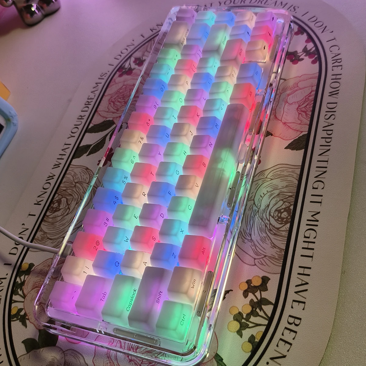 JCM-Tapa de tecla antiniebla Kermeates, pantalla de seda transparente, perfil OEM, 130 teclas para teclado mecánico Cherry MX 7U, tecla espacial