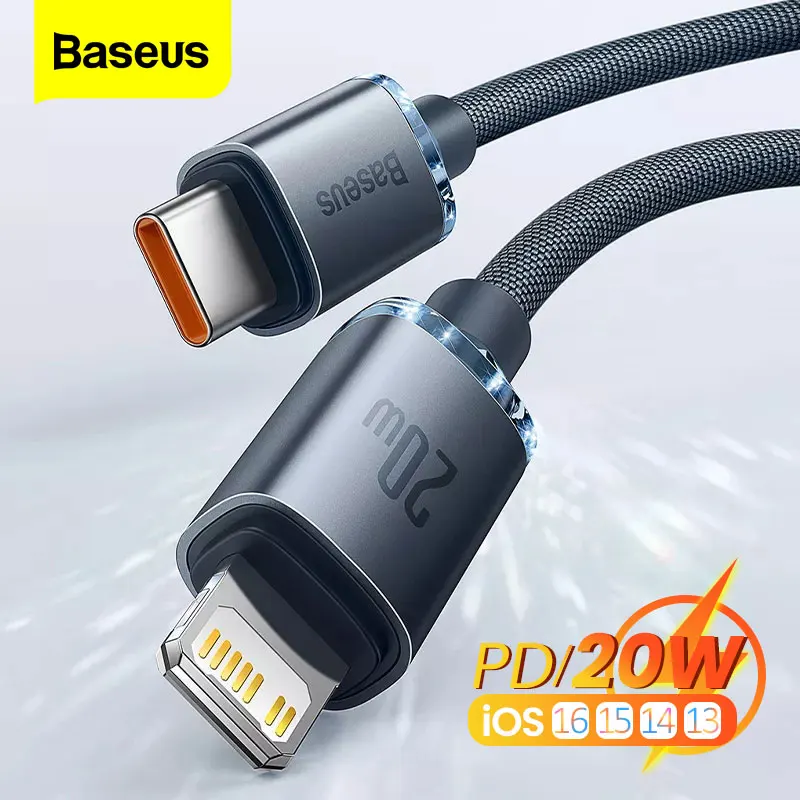 Кабель Baseus PD 20 Вт USB Type-C для iPhone 14 13 12 Pro Max, провод для быстрой зарядки, шнур, зарядное устройство для iPhone 11 Xs X iPad, кабель