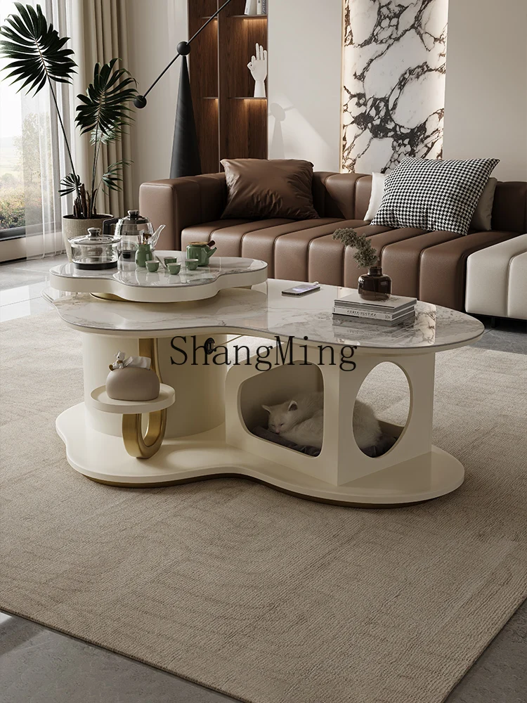 

CL modern rock slab kung fu tea table tea making integrated living room luxury high-end cat nest special-shaped coffee table