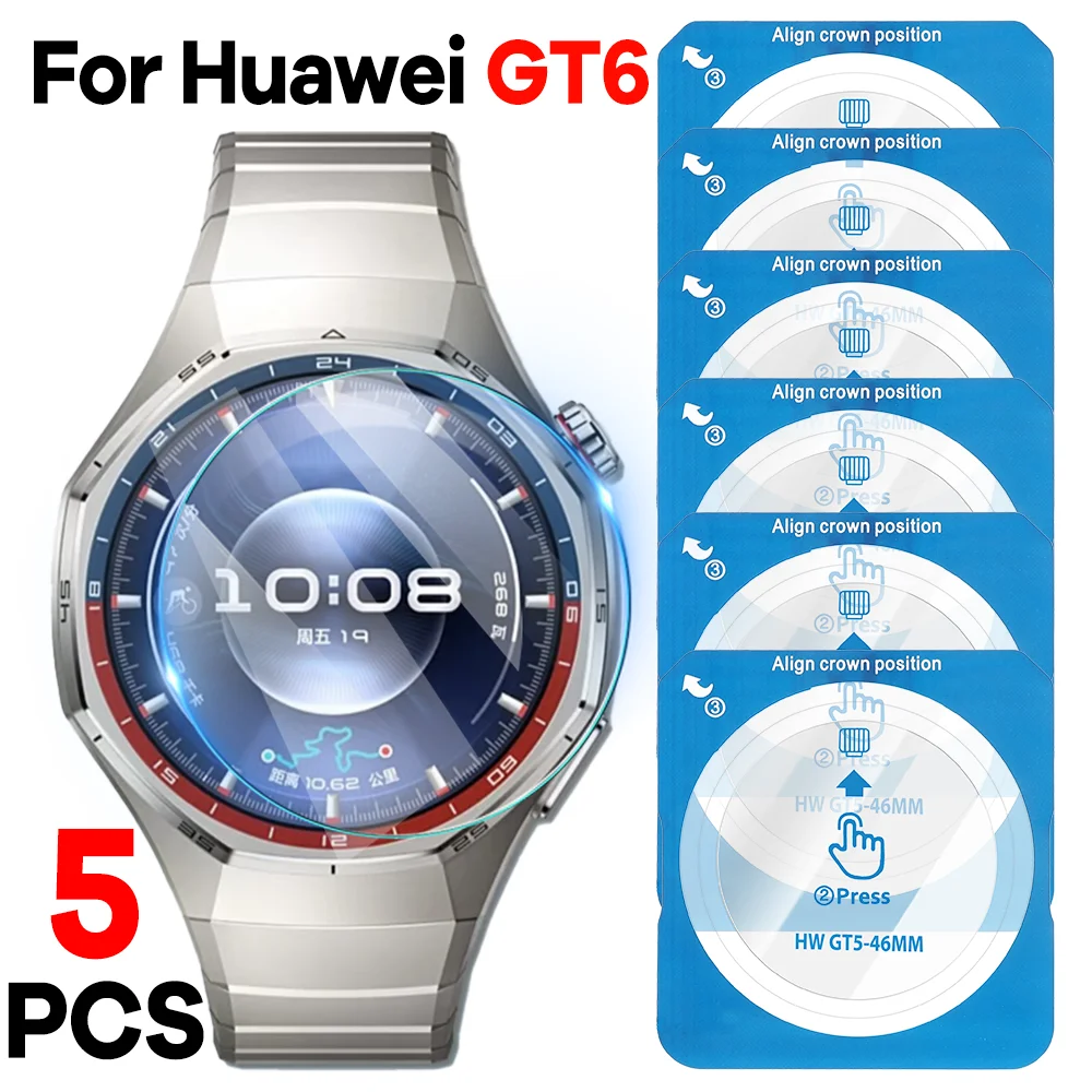 

1-5Pack Easy Install Tool Screen Protector for Huawei Watch GT 6 41mm 46mm HD Tempered Glass for Huawei GT6 Pro Protective Films