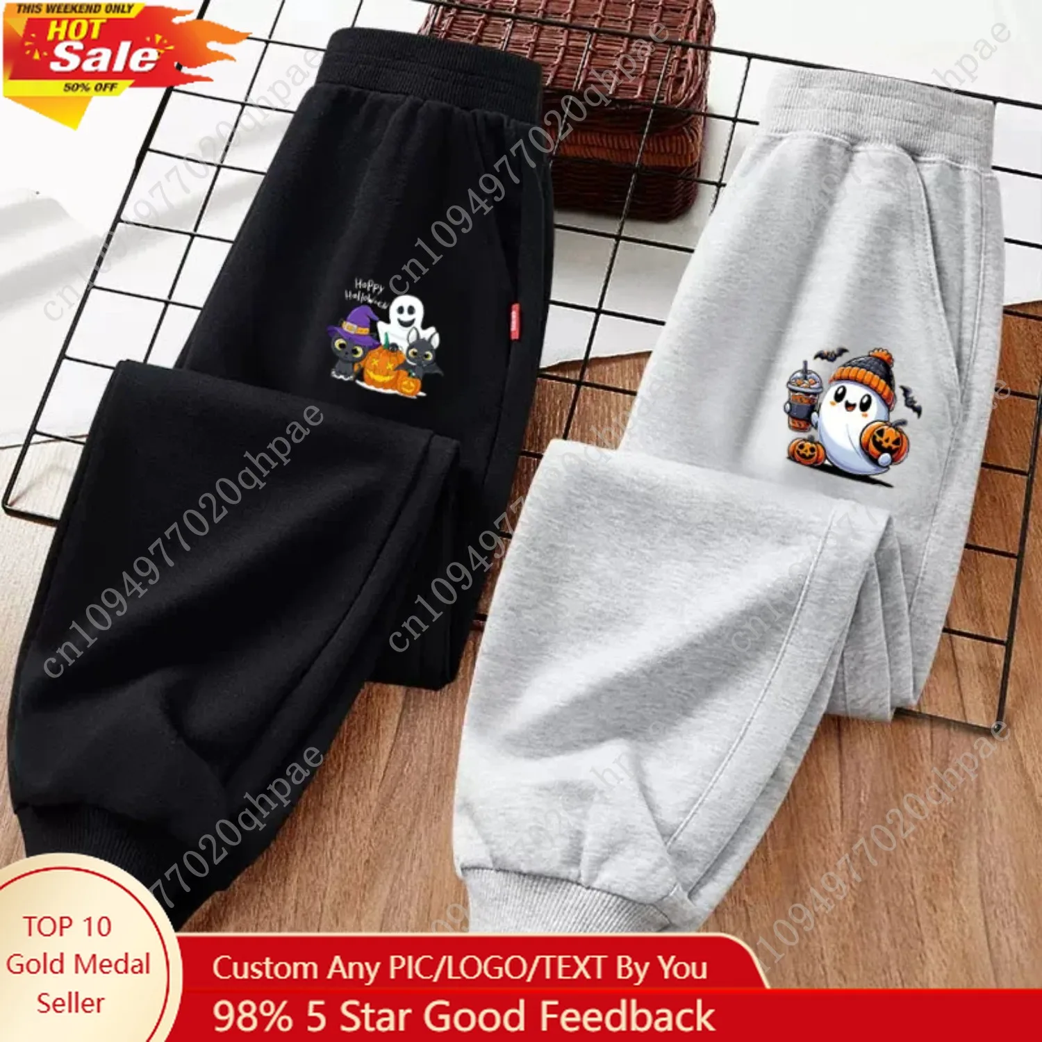 

Spring and Autumn Cotton Pants for Boys Halloween Pumpkin Long Pant Children Cartoon Trousers Costume