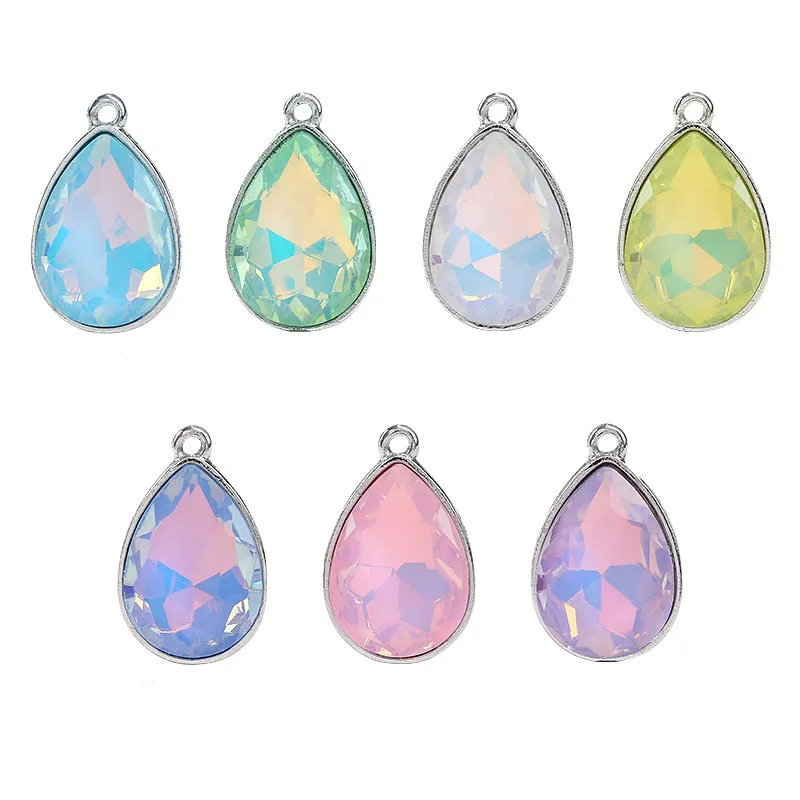 10Pcs Opal Crystal Glass Charms Pendants Water Drop Stones for Earrings DIY Necklace Beads Jewelry Making Handmade Accessories