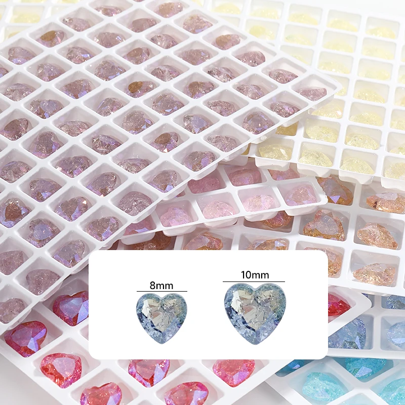 8mm Heart Shape Rhinestones New Arrival Glass Rhinestones Clear Bottom Nail Art Glass Crystals Pointback Rhinestones