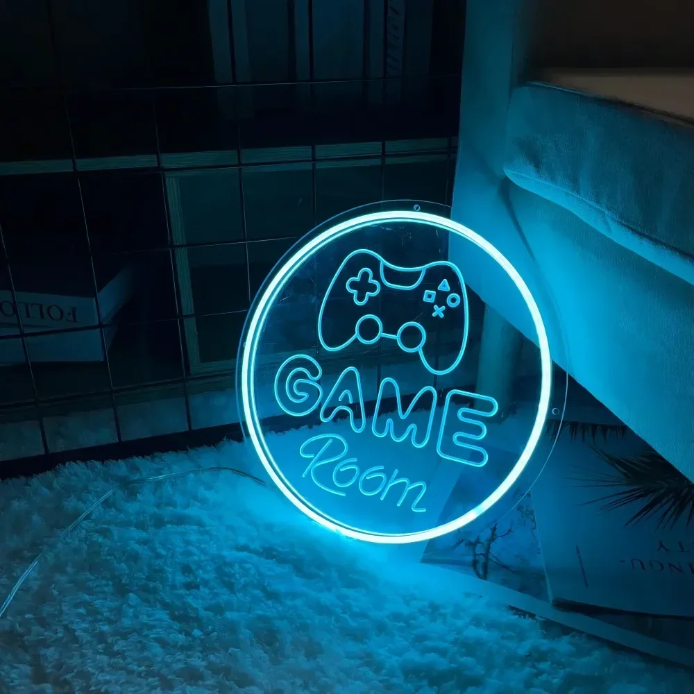 Imagem -04 - Sinal de Néon Personalizado Sala de Jogos Decoração do Quarto do Gamer Grave Neon para Gaming Room Deco Luz de Néon Personalizada Usb na Parede