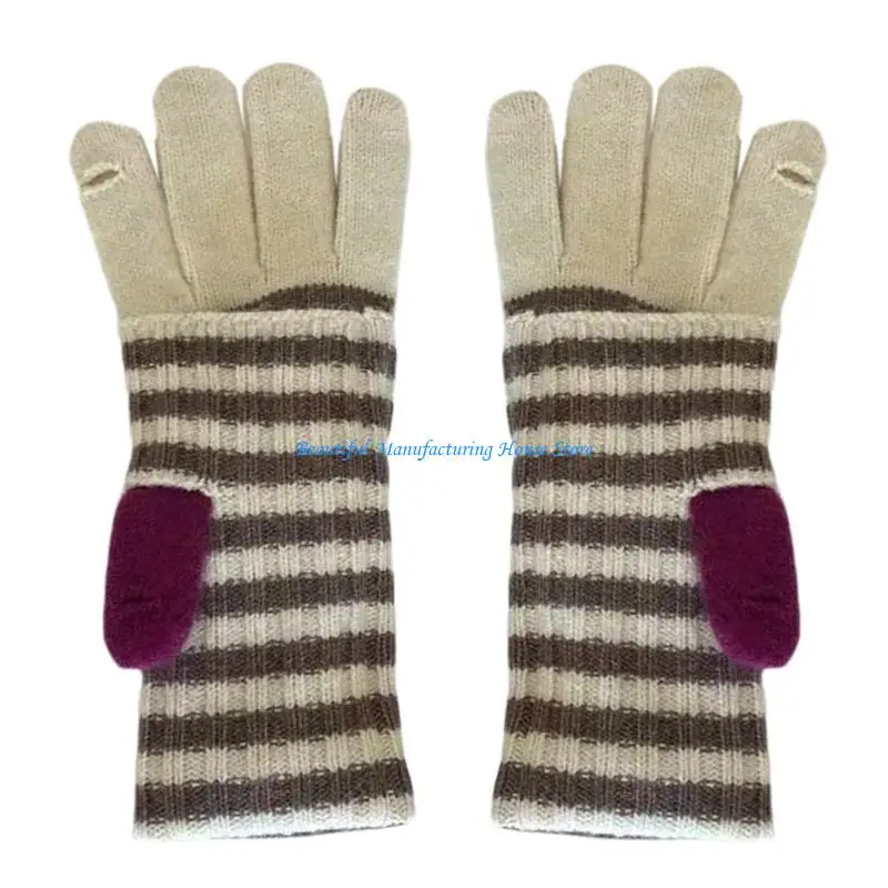 E56A قفازات حرارية عصرية دافئة للرجال والنساء قفازات محبوكة بإصبع كامل #4