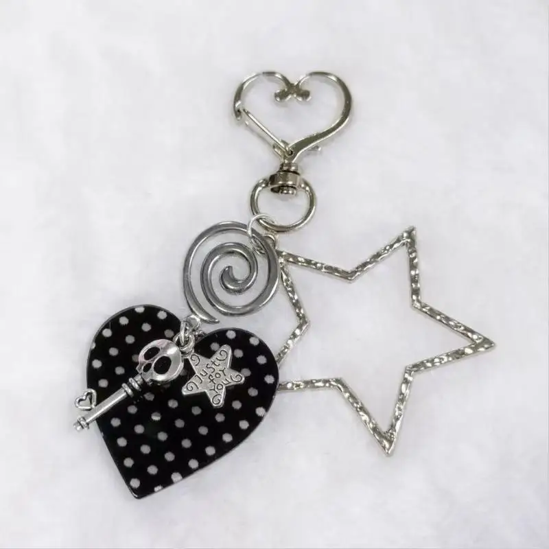 Y2K Stern-Herz-Polka-Dot-Anhänger Punk Koreanische Mode Schlüsselanhänger Schmuck Taschenanhänger Accessoires – Detail 3