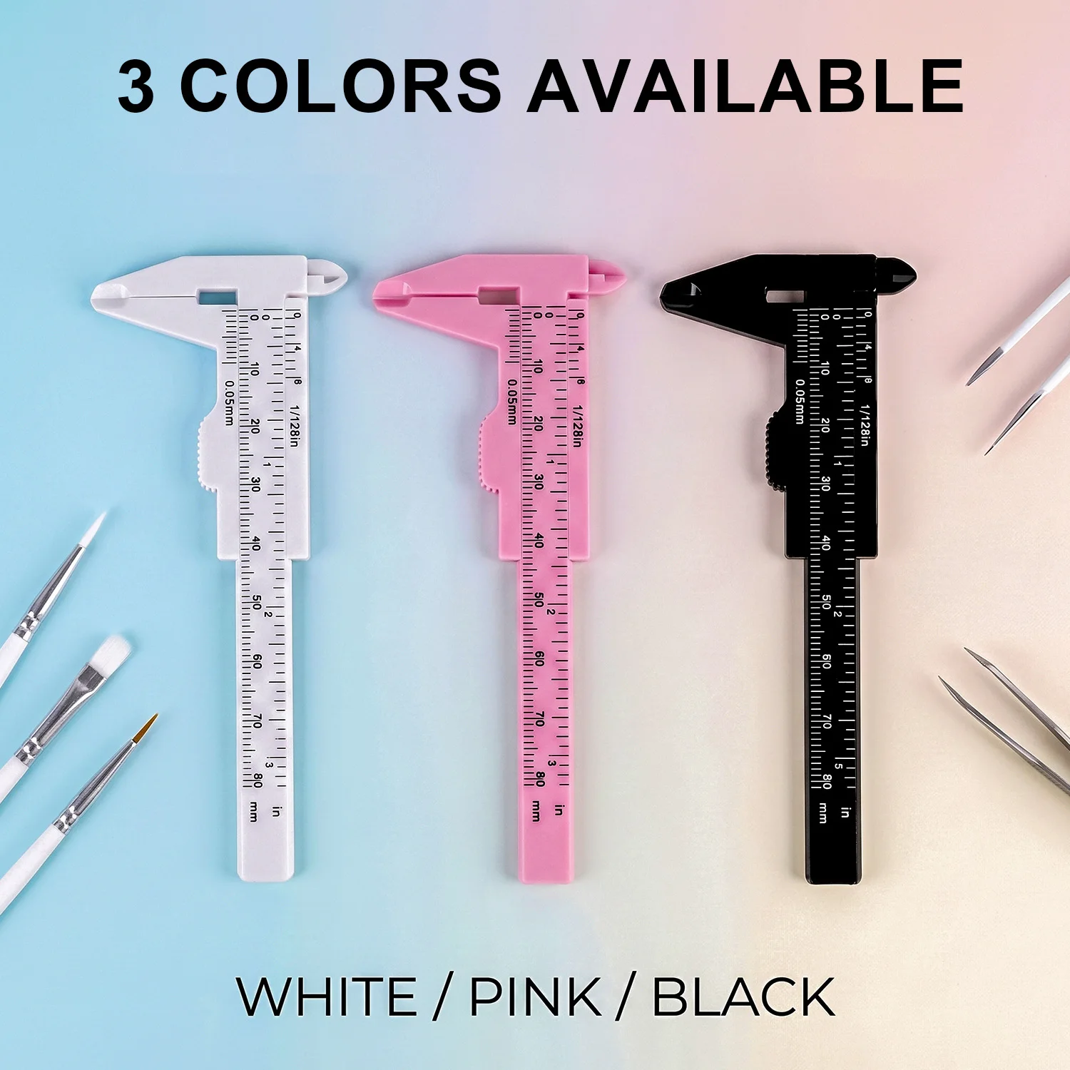 KVM PMU Plastic Vernier Caliper Mini Eyebrow Measuring Ruler Dual MM Inch Scale For Permanent Makeup Microblading Supplies