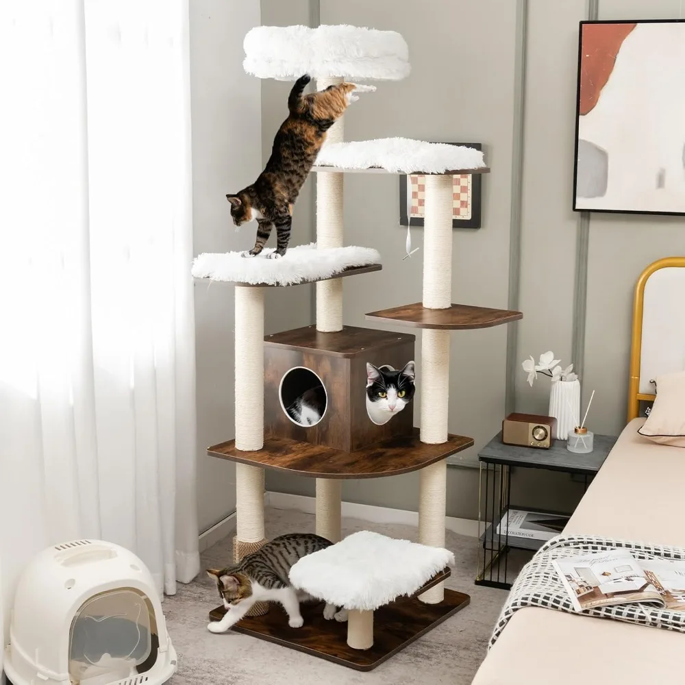 

Dream / Tangkula Tall Cat Tree, 71-Inch Cat Tower With Multi-Layer Platform, Modern Wood Cat Tree With Sisal Scratching Pos