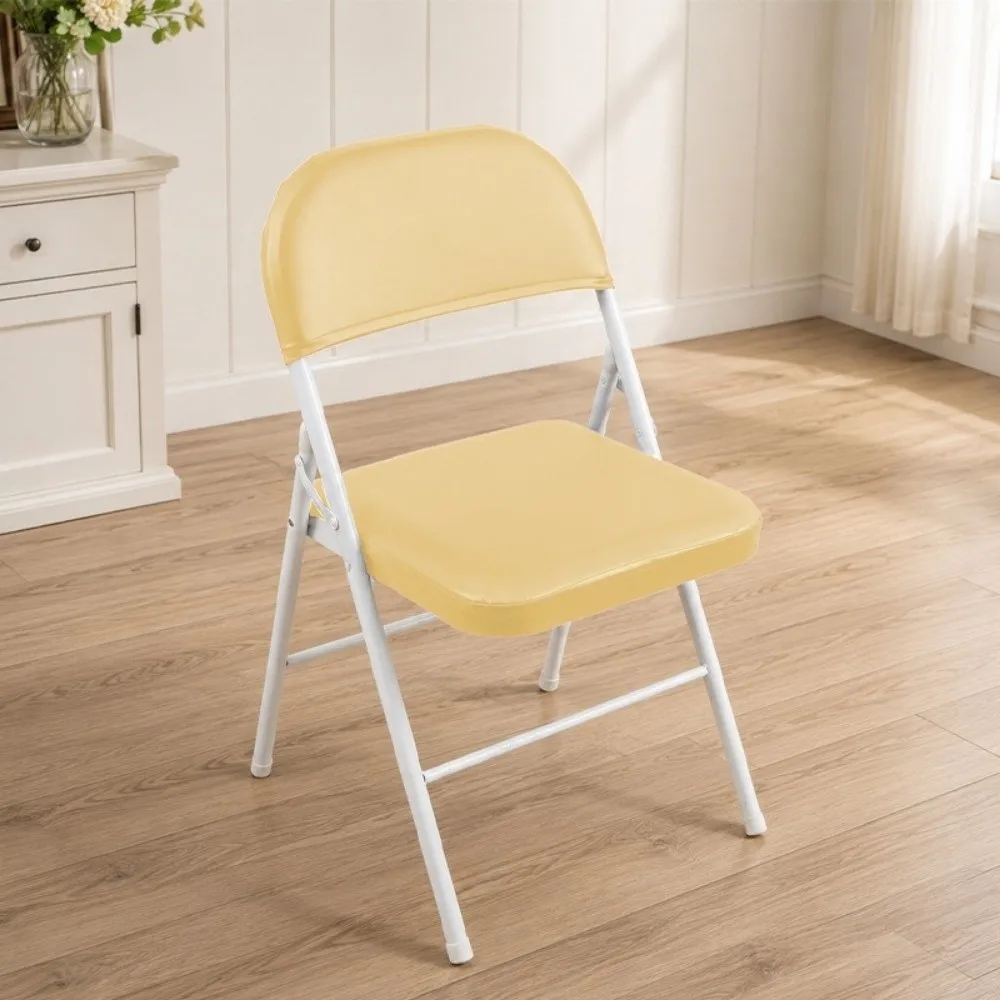 2PCS PU Leather Folding Chair Cover Removable Square Elastic Seat Slipcover Dust-proof Waterproof Split Chair Cover
