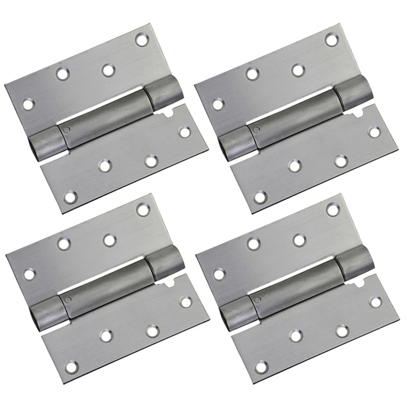 Self Closing Door Hinge, 4 Pack 4 Inch Heavy Duty Square Stainless Steel Mortise Spring Automatic Closer Hinge Hardware