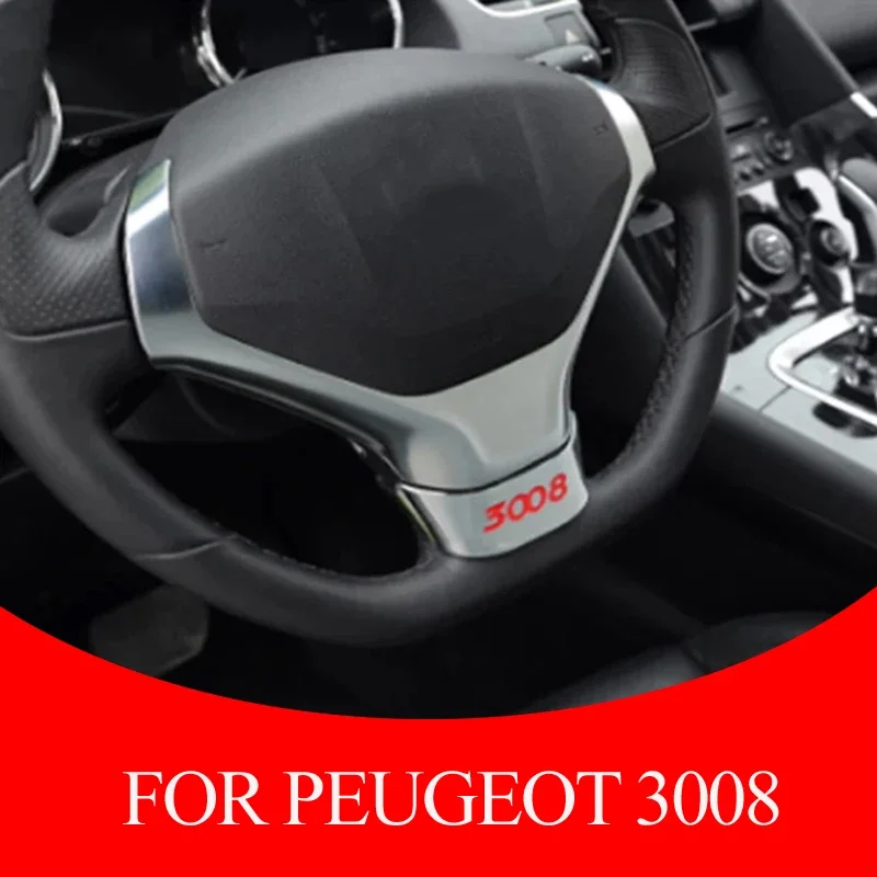 ABS Electroplate Steering Wheel Buttons Panel Cover Trim Stickers For Peugeot 3008 2014 -2017 Car Accessories