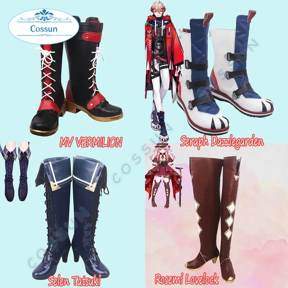 Vtuber Obsydia Selen Tatsuki / Voltaction Seraph Dazzlegarden / Rosemi Lovelock / ALKALOID MV VERMILION Cosplay Shoes Boots