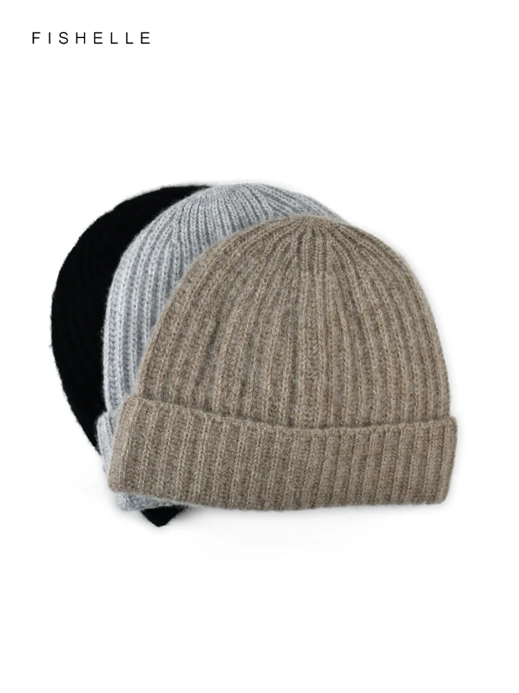 Solid color simple style wool hat for women autumn winter warm knitting wool beanie for men adults casual cap