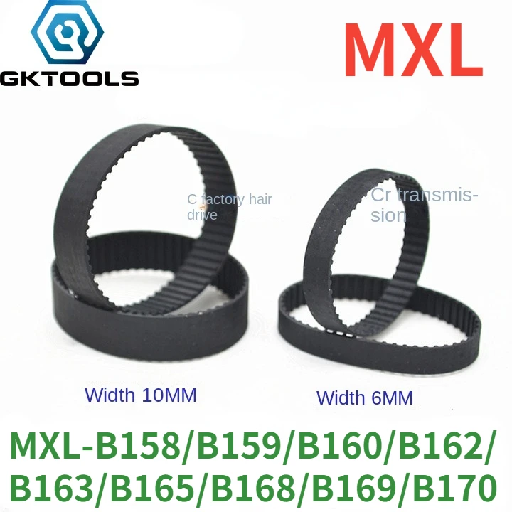 GKTOOLS-correa de distribución síncrona MXL, accesorio B158MXL/B159MXL/B160MXL/B162MXL/ B163MXL/B165MXL/B168MXL/B169MXL/B170MXL, ancho 6/10mm