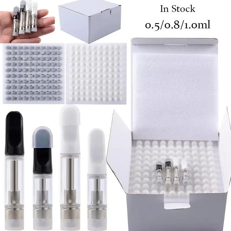 100pcs TH205 CC-ELL Vape Cartridge Ceramic Coil Glass Tank Ceramic 0.5ml/0.8ml/1ml Atomizers 2mm Holes Thick Oil Cartridge Tank