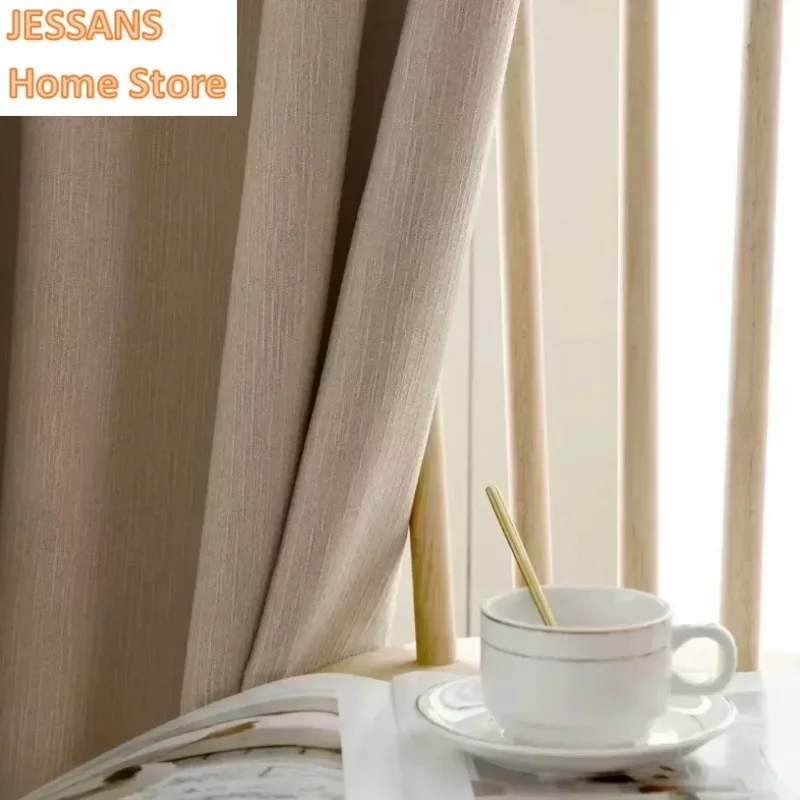

Custom Size Modern Simple 95% Blackout Thicken Chenille Luxury Curtains for Living Room Bedroom Dining Window White Tulle Decor