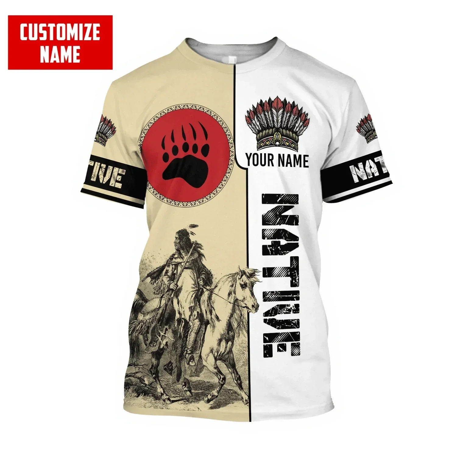Personalized Name Native Wolf pattern 3D All Over Printed Men's Fashion t shirt Summer style Casual Unisex street T-shirt TX287
