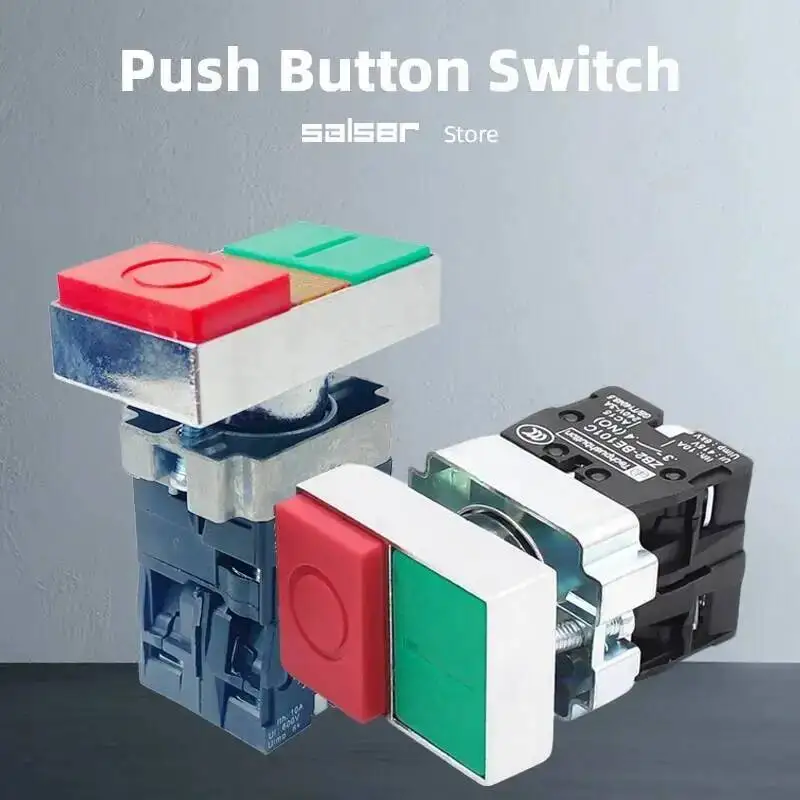 

Two Key Push Button Switch XB2-BL8325 BL8425 BW8465 Flat/High Head Reset Momentary Double Positions Silver Contact