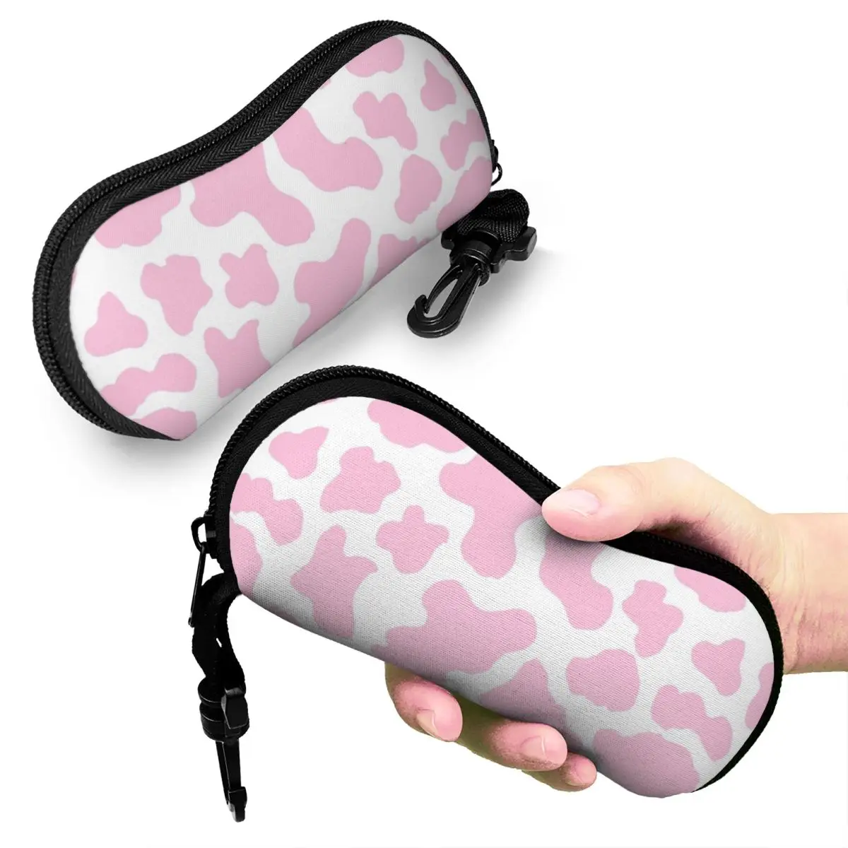 

Pink Strawberry Cow Print Aesthetic Pattern Shell Glasses Case Protector Sunglasses Box Women Men Soft Eyeglass Bag Pouch