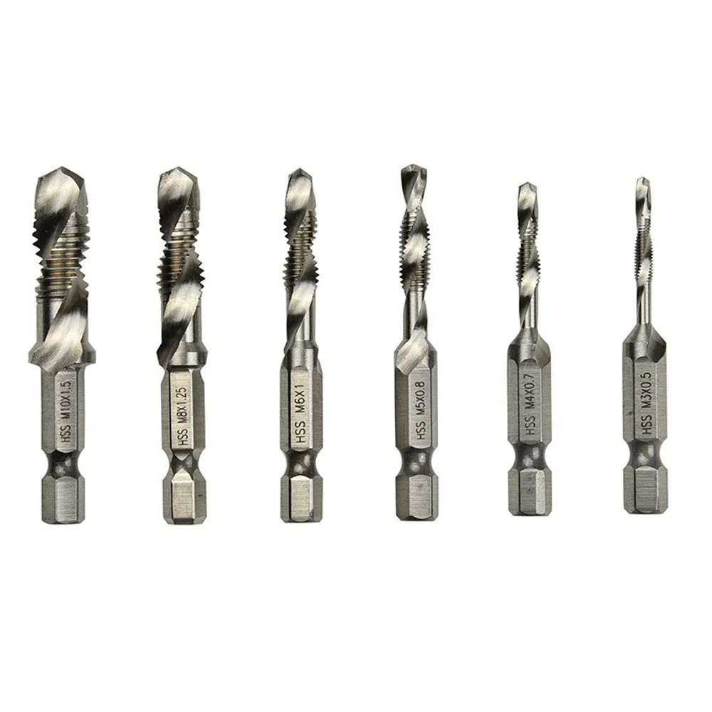 ​6Piece/Set HSS Tap Drill Bit Set Hex Shank Drill For Soft Metal Aluminum Plate Iron Drilling Tapping Cutting
