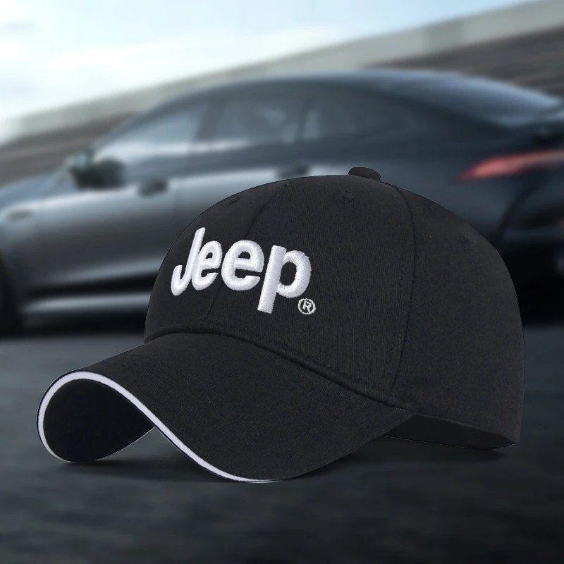 Gorra de béisbol ajustable con logotipo de coche, gorra de lengua de pato para exteriores para Jeep Grand Cherokee Wrangler JK Gladiador Compass Renegade Patriot