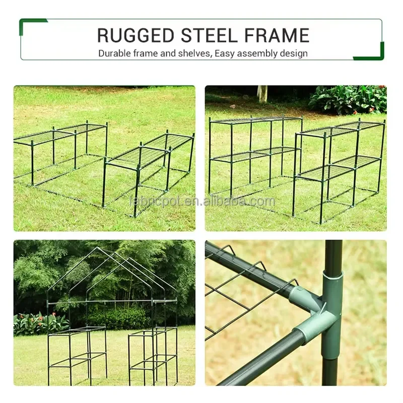 Mini Walk-in Garden Greenhouse with Clear PVC Cover and Screen Door Metal Frame for Indoor and Outdoor Winter Planting