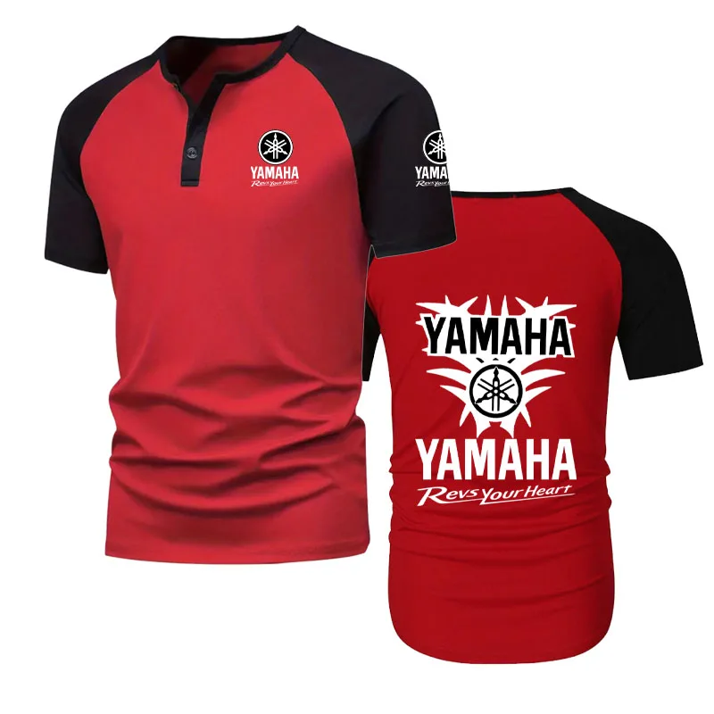 YAMAHA Logo  Men's Fashion Henley T-Shirt Summer Loose Crew Neck Short Sleeve Casual Street Tops Men Daily Comfortable T-Shirt T