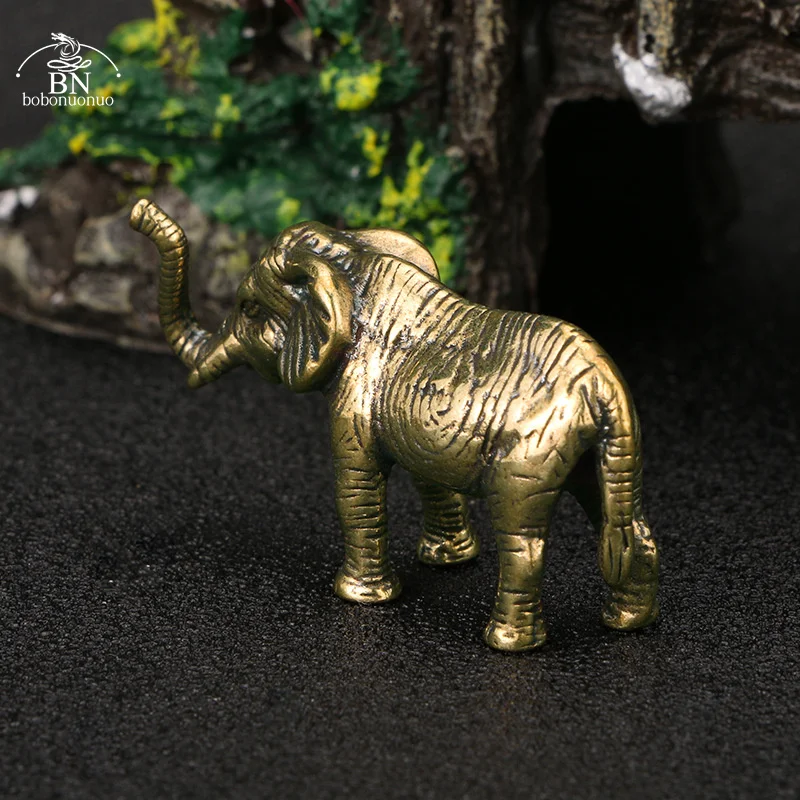 Brass Solid Thailand Elephant Statue Desk Toy Ornaments Copper Animal Miniatures Figurines Home Decorations Crafts  Accessories