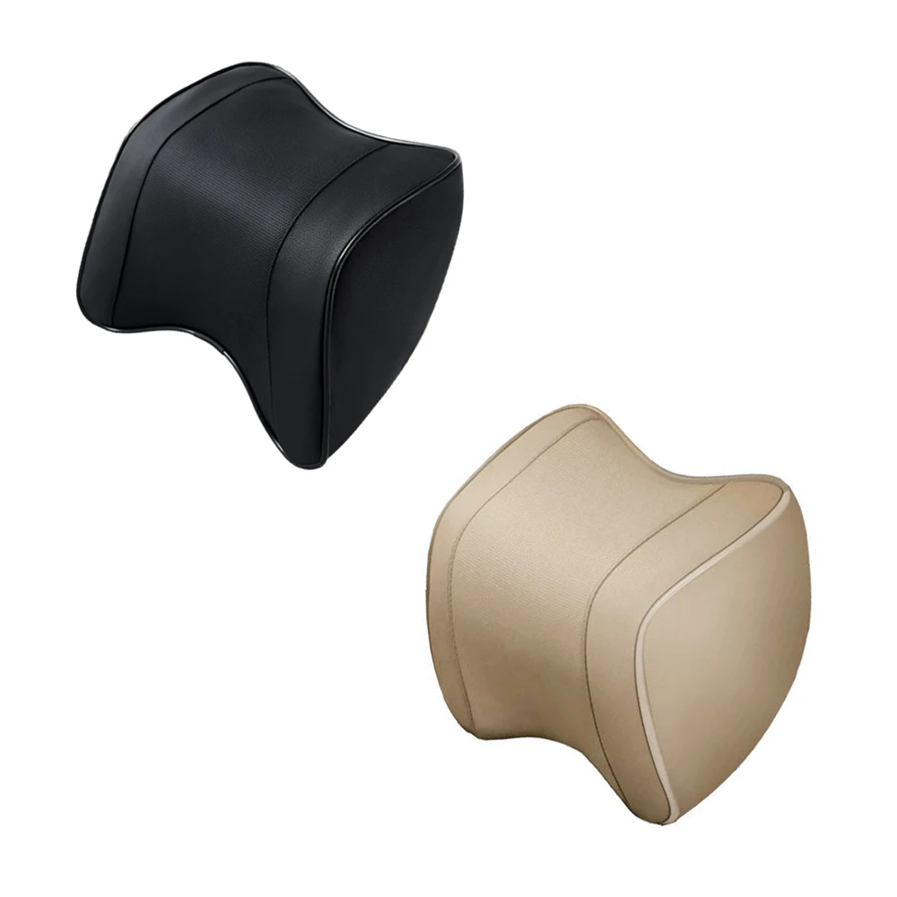 

Подголовник автомобиля, подушка для поддержки шеи, космическая пена с эффектом памяти, искусственная кожа, черный и бежевый, эргономичный дизайн, снимающий усталость шеи