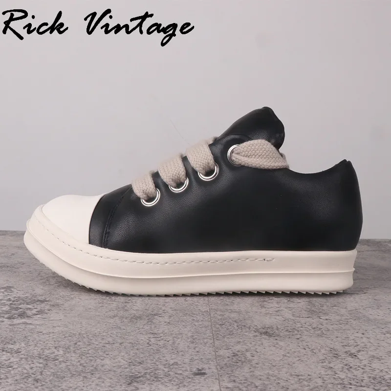 

Rick Vintage Fat Bread Shoes Men Low Top Genuine Leather Platform Sneakers Spring Autumn Board Shoes Women Fashion Street Shoes