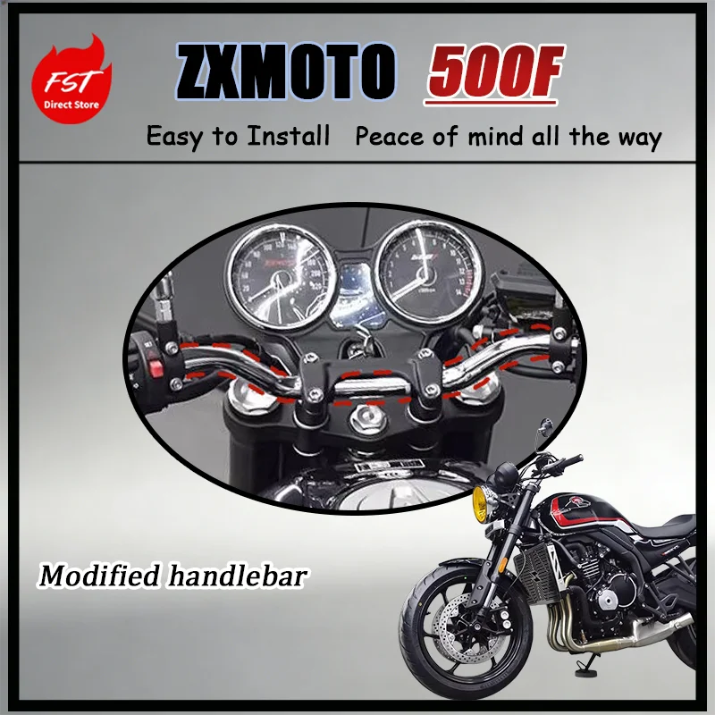 ForZXMOTO500F Chrome Handlebar High Strength Steel Anti-Deformation Modified for Stable Riding Construction Motorcycle Accessory