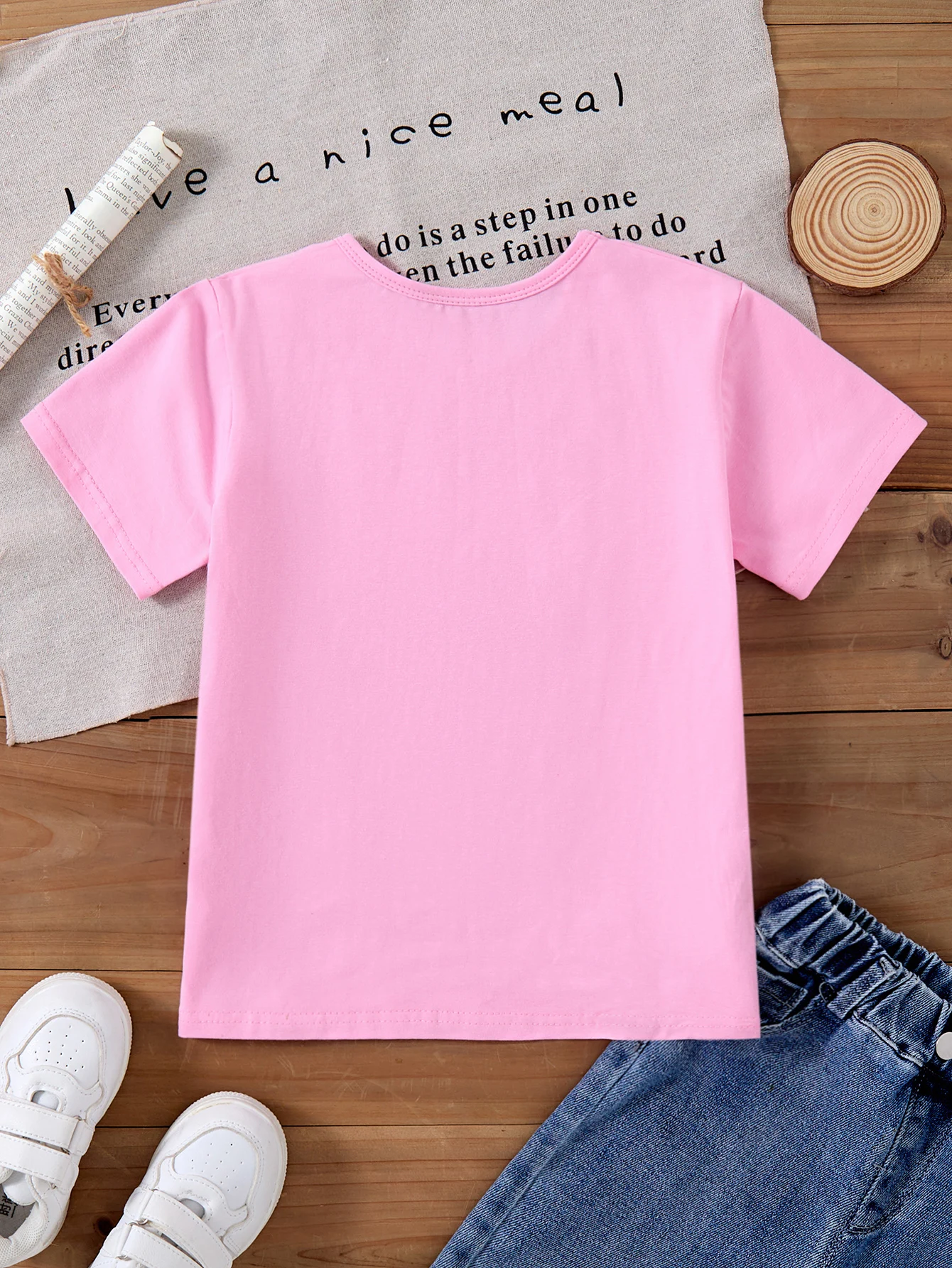 Kids Girls Smart & Sunny Cartoon Print T-shirt Cute Rainbow Sun Pencil Apple Graphic Short Sleeve Tee Toddler Back To School Cot