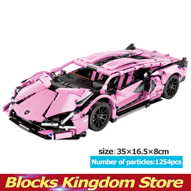 Technical Remote Control Pink Lamborghinis 1:14 Building Blocks Bricks Super Fast Racing Car Set Toys For Kids Models Gift