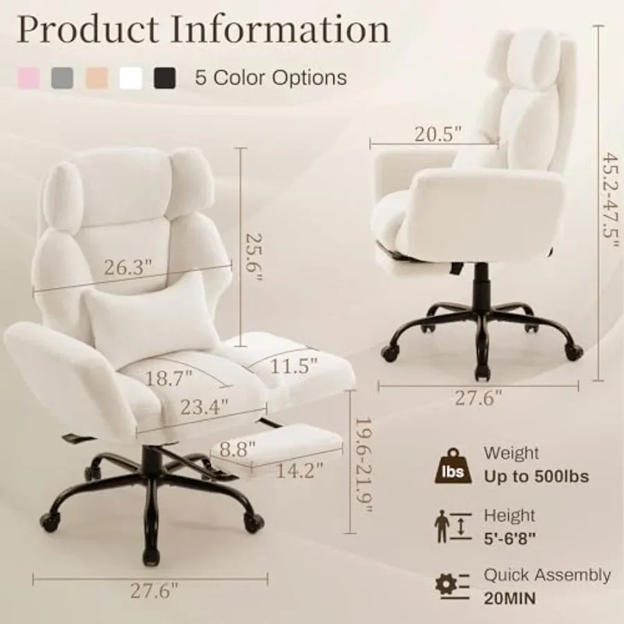 Office Chair with Flip Armrests, Big and Tall Ergonomic Computer Gaming Chair with Feet Rest, Extra Wide Seat Lumbar Pillow, Te view 2