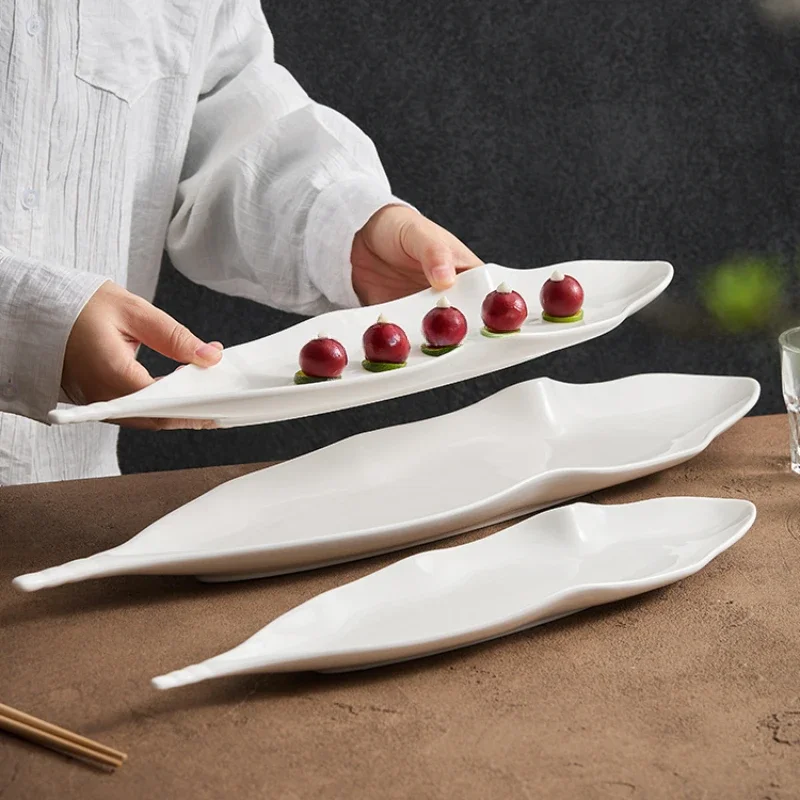 Irregular Shape Ceramic Dinner Plates Sashimi Sushi Plate Restaurant Creative Solid Color Tableware Snack Dessert Dishes Pans