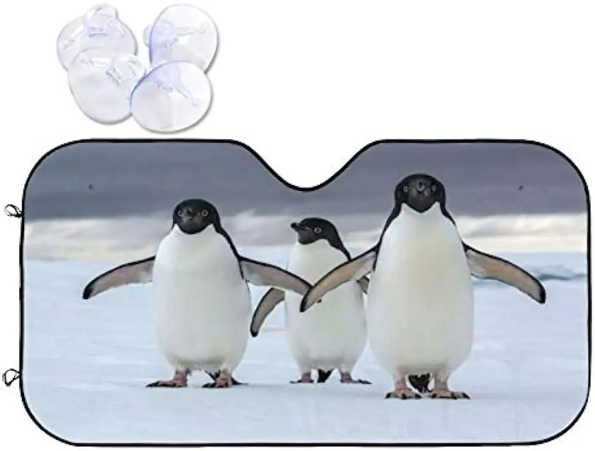 

Penguins Custom Car Windshield Sun Shade Universal Size Foldable Car Front Window Sunshade Block UV and Heat Keep Car Cool