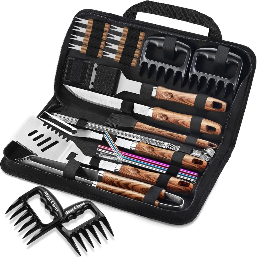 

ROMANTICIST 27pcs Heavy Duty Grilling Gifts for Men Dad Fathers Day Extra Thick BBQ Accessories Tools Set Stainless Steel Grill