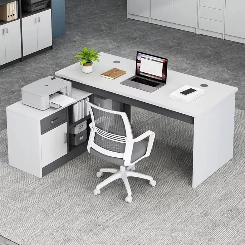 White Wide Computer Table Office Storage Wood Executive Reading Office Desk Laptop Writing Escritorios De Oficina Furniture