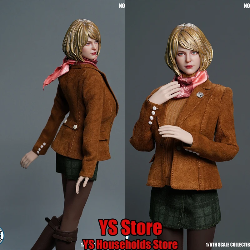

SUPER DUCK SET089 1/6 Ashley Girl Figure Head Sculpt Коричневое пальто Jk Юбка Сапоги Комплект одежды Аксессуары для тела 12 дюймов S09C