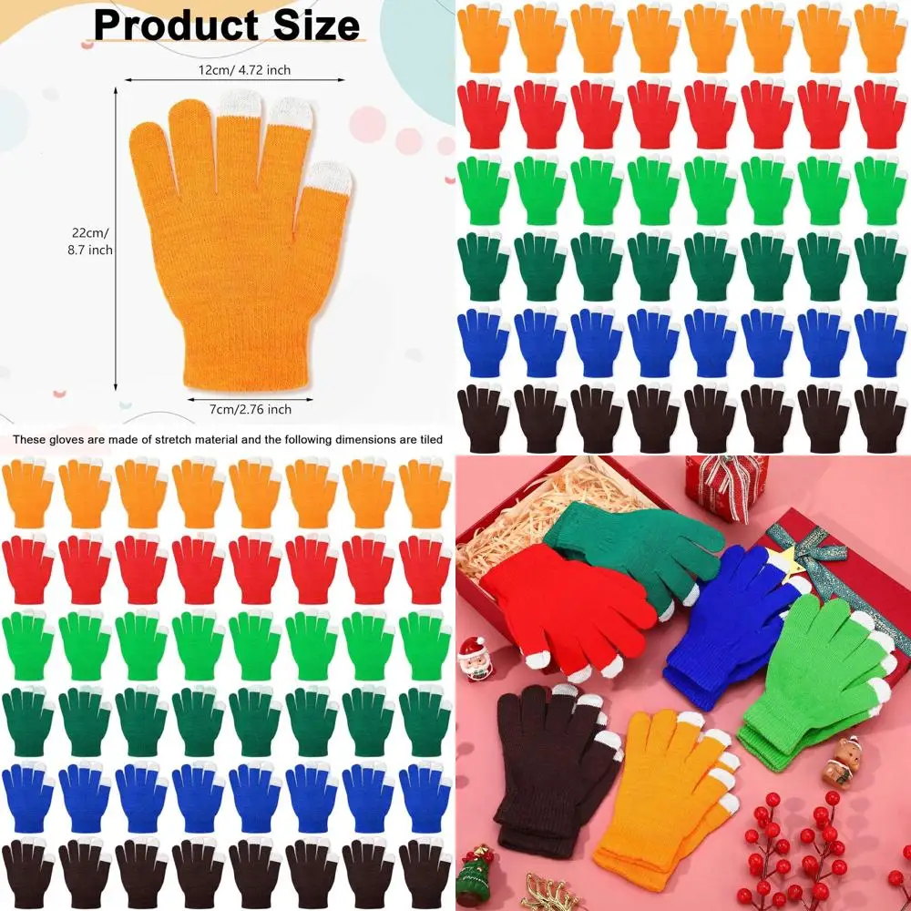 

SATINIOR 60-парные зимние перчатки с сенсорным экраном, объемные эластичные вязаные перчатки для текстовых сообщений для мужчин и женщин